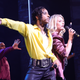 (L-R) Myles Frost and Whitney Bashor take part in the curtain call following “MJ” The Michael Jackson Musical Opening Night at Neil Simon Theatre on February 01, 2022 in New York City. (Photo by Michael Loccisano/Getty Images)